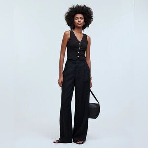 Madewell Katrina Crop Vest Top in Softdrape Black Size 4 NWT